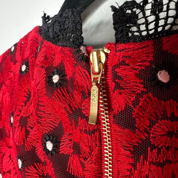 SALONI Red Embroidered Lace Andie Midi Dress Size 2 - Picture 5 of 13